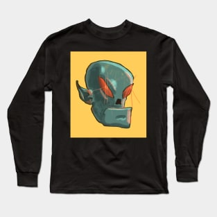 Grey alien head with lasers in eyes Long Sleeve T-Shirt